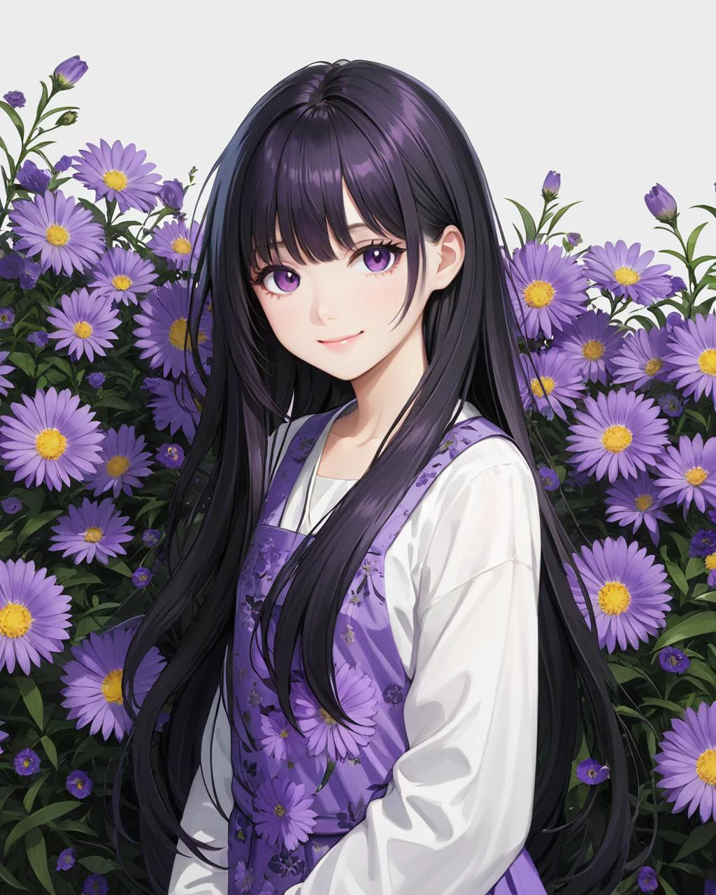 bangs, (sharpening, sharpening face):1.3, 1girl, solo, face viewer, looking at viewer, full body, no nipples, makeup, long hair, realistic, (masterpiece:1.2, best quality, absurd res, ultra detailed), (seductive smile):0.2, black hair,
<lora:Purple Dom SDXL-0.1:1>flower,purple flower,