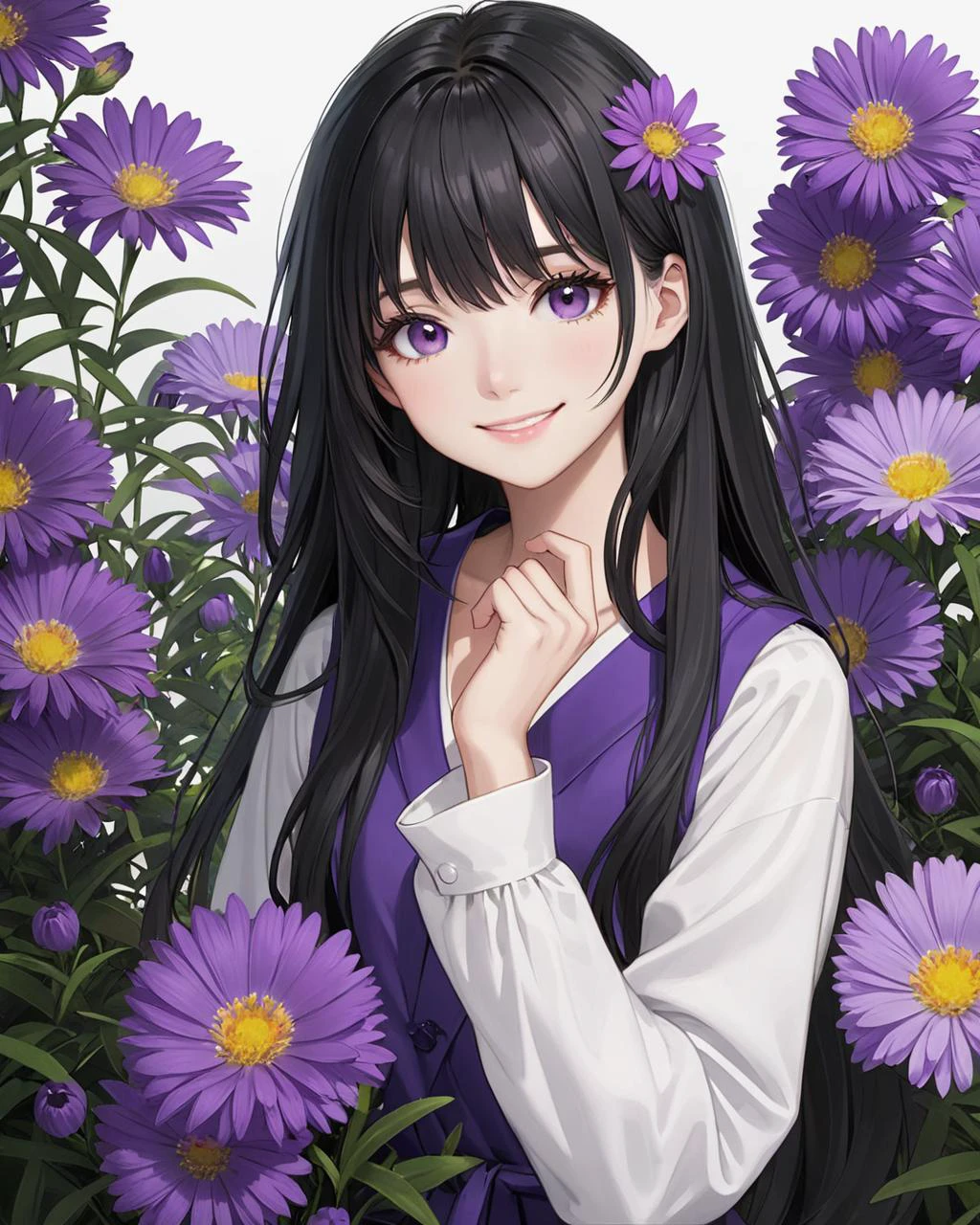 bangs, (sharpening, sharpening face):1.3, 1girl, solo, face viewer, looking at viewer, full body, no nipples, makeup, long hair, realistic, (masterpiece:1.2, best quality, absurd res, ultra detailed), (seductive smile):0.2, black hair,
<lora:Purple Dom SDXL-0.1:1>flower,purple flower,