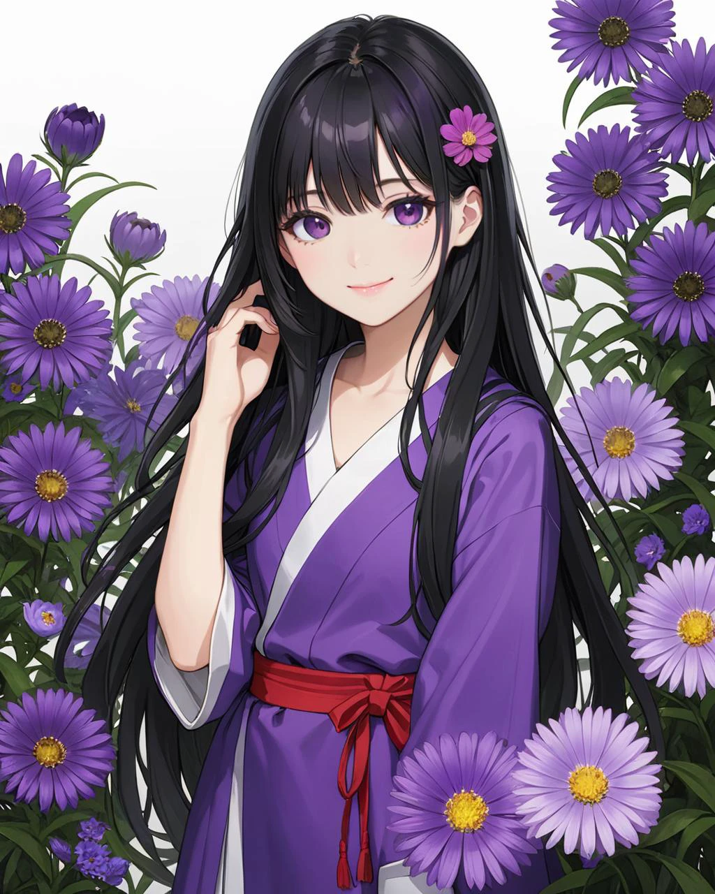 bangs, (sharpening, sharpening face):1.3, 1girl, solo, face viewer, looking at viewer, full body, no nipples, makeup, long hair, realistic, (masterpiece:1.2, best quality, absurd res, ultra detailed), (seductive smile):0.2, black hair,
<lora:Purple Dom SDXL-0.1:1>flower,purple flower,