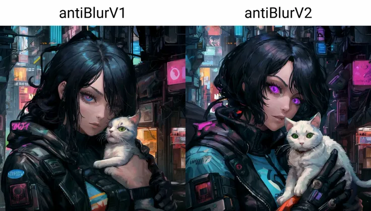 close-up, a girl holding a cat, midnight, cyberpunk city, masterpiece