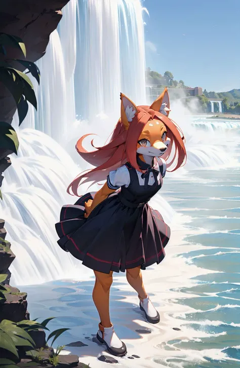Echidna furry girl
wearing dress,
cowboy shot, (looking at viewer, looking back, (look up:1.2), (from side:1.2), (from above:1), face focus, (leaning forward:1.3), (arms behind back),,
Niagara Falls
slanted eyes