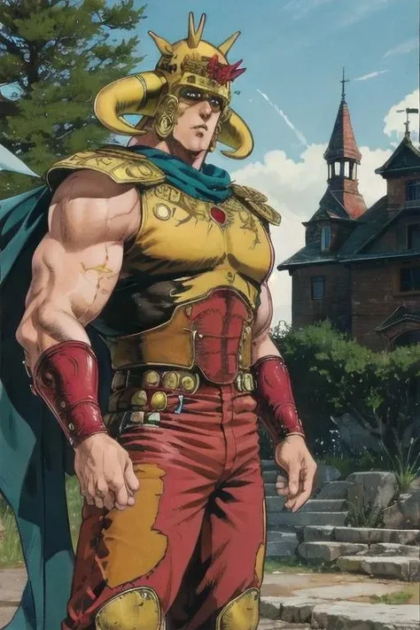 raoh,1boy,<lora:0009Hraoh:1>,looking_at_viewer,fighting_stance,