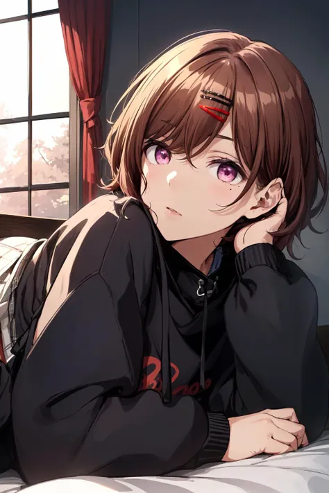 best quality,absurd res, 1girl,cinematic lighting,pantyhose, skirt, brown hair, mole under eye, mole, hair ornament, hairclip,short hair,, long sleeves, bangs, sweater, black sweater, purple eyes,
higuchi_madoka,simple white background,resting under their chin,cowboy shot
<lora:higuchi_madoka_V10:0.6>