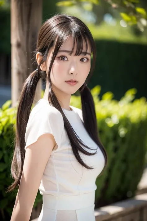 photo background,1girl,twintails,brown hair,jewelry,brown eyes,bracelet,solo,bag,looking at viewer,mole,lips,long hair,real world location,outdoors,mole under eye,realistic,best quality,masterpiece,illustration,an extremely delicate and beautiful,CG,unity,8k wallpaper,Amazing,finely detail,masterpiece,official art,extremely detailed CG unity 8k wallpaper,incredibly absurdres,huge filesize,ultra-detailed,highres,extremely detailed,beautiful detailed girl,realistic,full frontal,light contrast,<lora:Sally Amaki:0.8>,