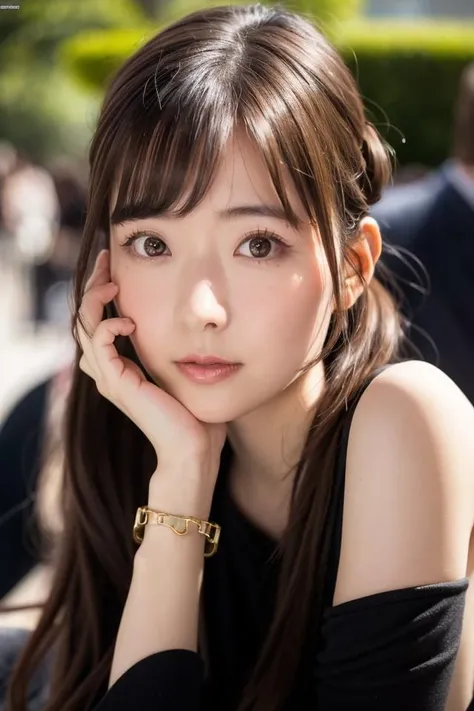 Highest quality, 8K, ,masterpiece :1.3)), In-person audience,((Whole body 1.2)) ,Beautiful woman, Wide Shot ,One girl, , Selfie , Black Hair, Brown Hair , bangs,Highly detailed face, Highly detailed lips, Fine grain, double eyelid
front、Cute woman、 Perfect dynamic composition, Beautiful attention to detail, suit, Natural Lip, Natural Hair, Black Background、 indoor、 indoor、