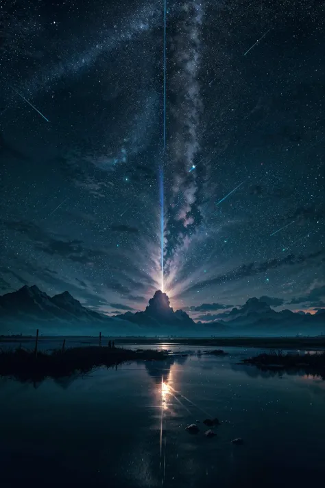 [(starry sky background:1.5),::5],
mid shot, 
//
masterpiece, high quality, highres, cinematiclighting, Sense of epic, Rich in details, depth of field, reflection light, god rays,