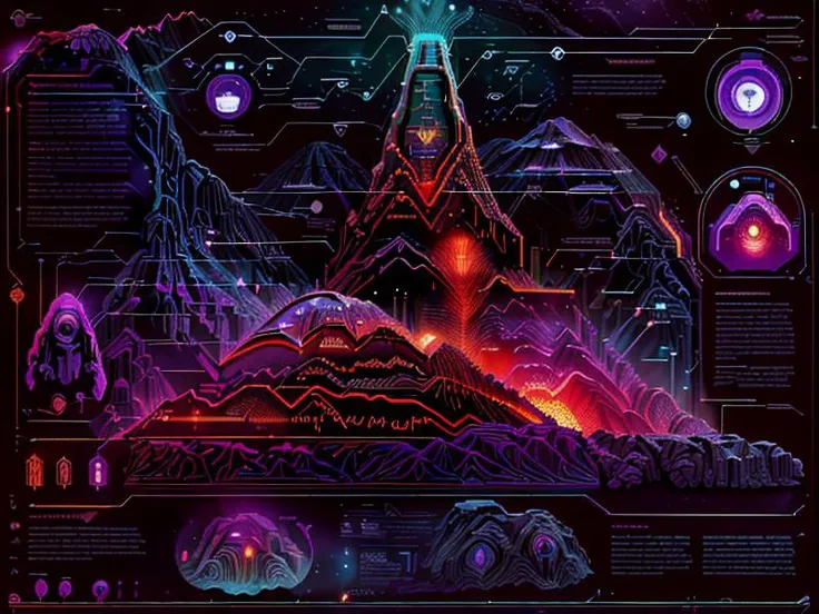 <lora:J_diagram:1.3>(bioluminescent:1.2), j_diagram, of (futuristic) (sci-fi) A ((villain:1.3)'s (hidden) hideout:1.1) in a fake, (hollowed-out volcano:1.3). (Plan:1.1) and (detailed diagram:1.2) with tunnel, rooms, kitchen, jail, jacuzzi, spa, gym, cuarters, 
mysterious, surreal, highly detailed, award-winning, professional, highly detailed