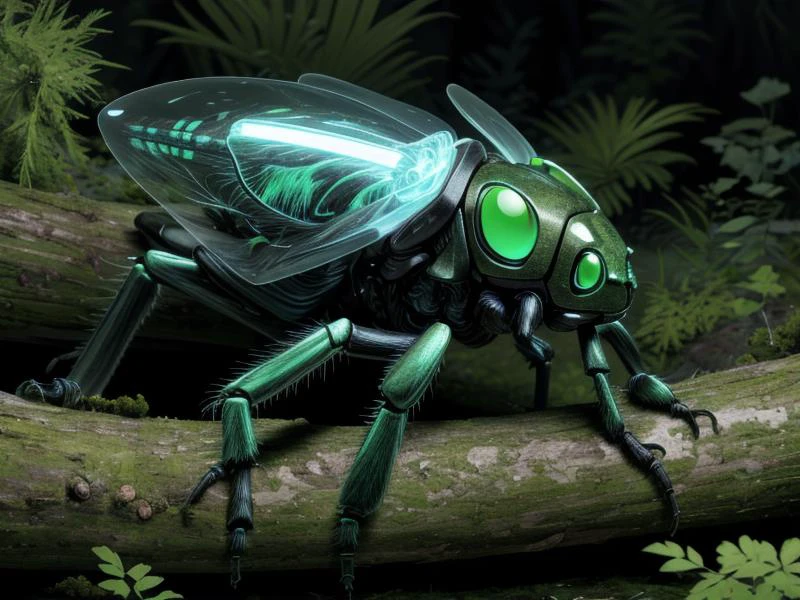 (3D:1.2),(Pui), (UHD:1.2),
(bioluminescent:1.1) (biomechanical) (transparent:1.1) (hyperdetailed) (insect:1.1), vast wilderness, on partially mossed log (at night:1.1), iluminating surroundings,
(hyperdetailed:1.2), high details, (detailed background visible:1.4),
(Style: subsurface scattering, (Photorealistic:1.2), analog style, highres photo, cinematic Lighting, trending on artstation, incredibly absurdres, )