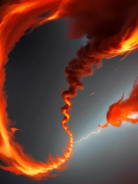 fiery tornado, (no background:1.1),