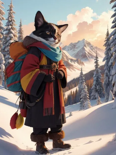 (Style: trending on artstation, ((high quality:1.2, masterpiece:1.2)) , (8k resolution) , high details, incredibly absurdres, color connection, colorized, colorful) , Iron and Sable Fur, Sparse, Colorful, Cloisonnism, Polaroid, Ellen Jewett, Baggy, Cold Colors, Ambient lighting, Unreal ("Turn Left":1.3) , Unsplash, Sweltering, Dark, sunbeam, warm mountains, Squealing