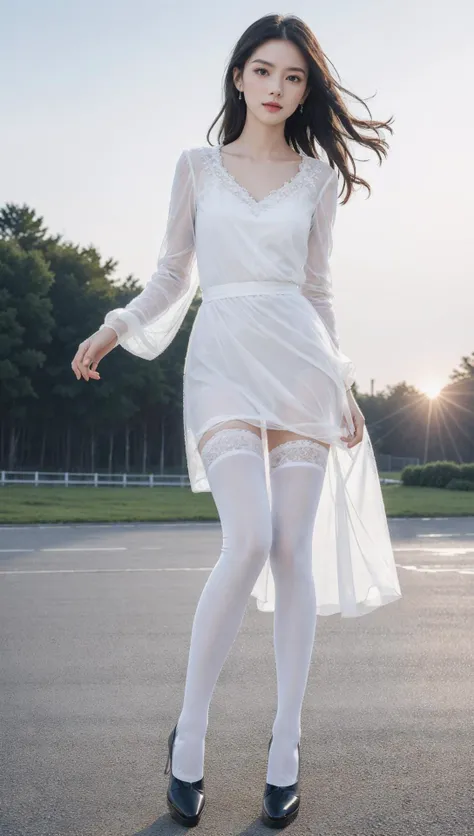 Cute and curvaceous figure、 nedium breasts、Curvaceous、looki at viewer、bob-cut、T-shirt Sheer clothes