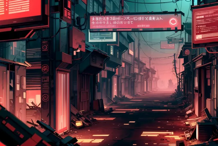 masterpiece, best quality,
slums, junkyard town,
<lora:MalwareTech-22:0.8>, matwaretech , scifi, cyberpunk, pixelated, malware glitch, red hues ,
