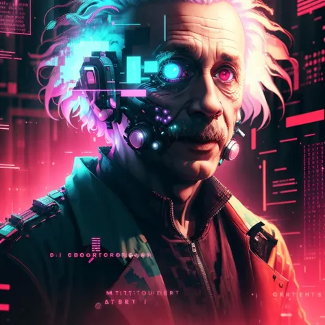 <lora:MalwareTech-22:0.9>, matwaretech , scifi, cyberpunk, pixelated, malware glitch, creepy ,
Albert Einstein, <lora:Albert Einstein:0.8> , scientist coat,