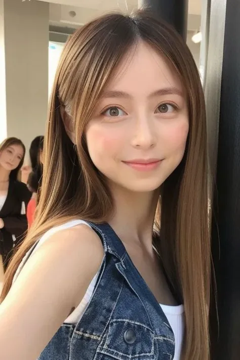 Original face, ((Original eyes shape)) , ((Small breasts)) , flat chest adult woman, Point of view, best quality, photo realistic portrait ,fair skin, fashion