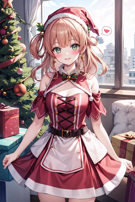 <lora:add_detail:0.5>,masterpiece,best quality,highres,looking at viewer,indoors,1girl,<lora:reno-prcn:0.8>,reno-prcn,(santa dress:1.2),santa hat,christmas tree,spoken heart,blush,light smile,
