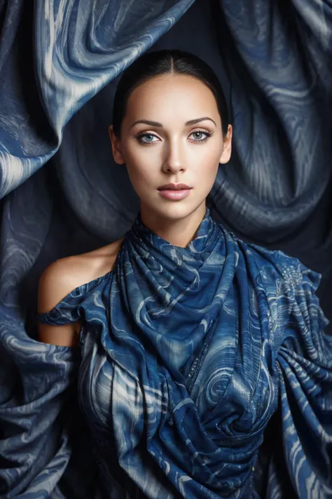 <lora:Alsou:1>, <lora:epiNoiseoffset_v2:1> ,(digital painting:1.2)(upper body shot),(looking at viewer:1.3),(surrounded by swirling fabric:1.4),(hyper realistic:1.3), (portrait:1.2) of evafie, (fabric detail:1.2), (intricate fabric folds:1.2) , highly detailed eyes,(highly detailed skin:1.3),(freckles:0.6),pores, (4k),back lit, rim light, Dark moody lighting,(greg rutkowski0.8)
