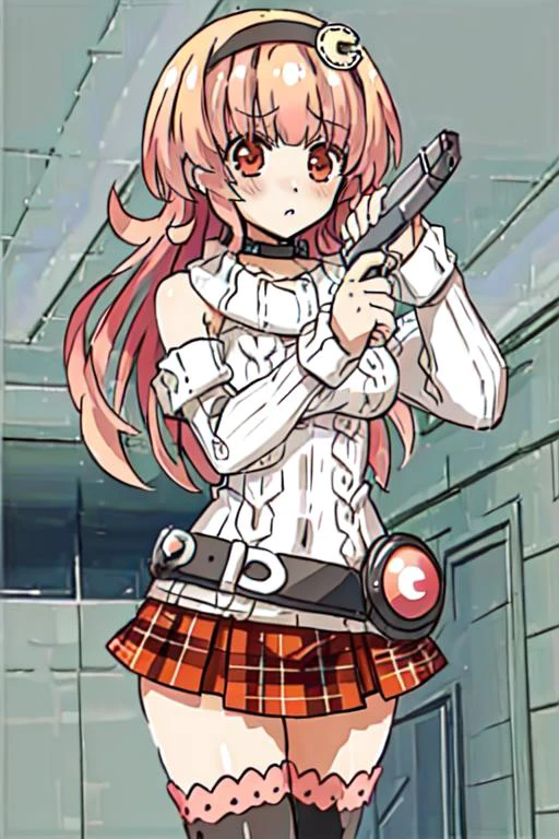 (8k, RAW photo, best quality, masterpiece, ultra high res:1.2), (dynamic pose:1.25), (dynamic angle:1.375), (cowboy shot:1.25),
<lora:Compa REV1:0.7> <lyco:GoodHands-beta2:1>,
(1girl, solo:1.3), (compachan, long hair, plaid skirt, pink hair, detached sleeves, black thighhighs, hair ornament, red eyes, zettai ryouiki, orange eyes, belt:1.25), (large breasts:1.25), (blush, nervous, serious:1.25), (exploring, wandering, walking:1.25),
<lora:ImAHealerButMeme:1> ImAHealerButMeme