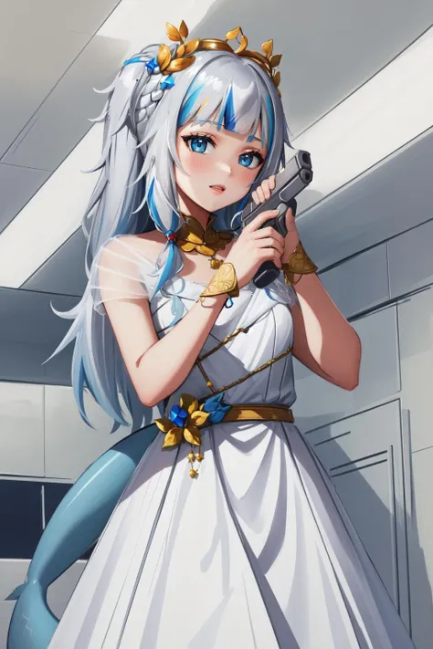 (masterpiece, best quality),  intricate details,
1girl,     <lora:gawr1-000006 (numeratic):0.8> gawrthird, gawrrnd, white gown, golden laurel crown, 
 <lora:ImAHealerButMeme:0.8> ImAHealerButMeme,