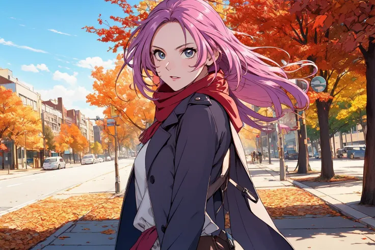 (RAW photo, best quality), 1girl,  natural lighting <lora:srw_selena_recital_v1_2-000003:1>, selena recital, 
city street, autumn, windy, scarf, trench coat,