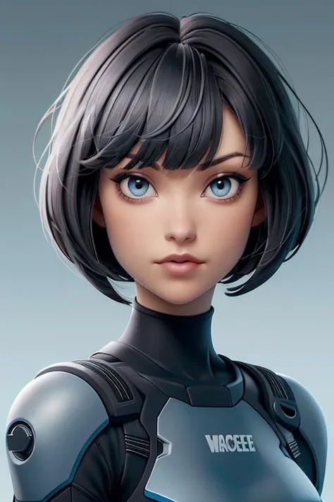 0l1v14w, face closeup, grey eyes, bangs, bob cut, short black hair, blue background <lora:0l1v14w:1>