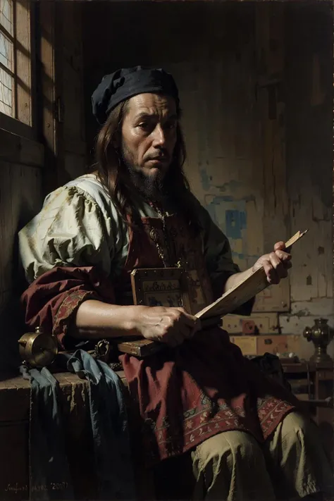 Johmeer, a painting of a wise man, <lora:Johannes Vermeer style:1>