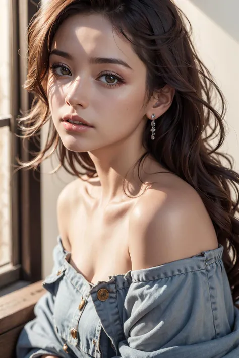 Best quality, masterpiece, ultra high res, (photorealistic:1.4), raw photo, 1girl, off shoulder