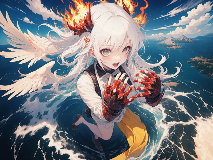 masterpiece,best quality,official art,extremely detailed CG unity 8k wallpaper, landscape/scenery, colorful,
1devil girl,blush. gigantic,open mouth. engine in anus,vomit flames by anus ,detailed and beautiful face,
(mutated hands and fingers:1.5 ), (long body :1.1), (mutation, poorly drawn :1.2) , detailed eyes,black-white, shiny skin,perfact body,waterbody,
wings,in sky,cloudy, wind,from above,, masterpiece, best quality,