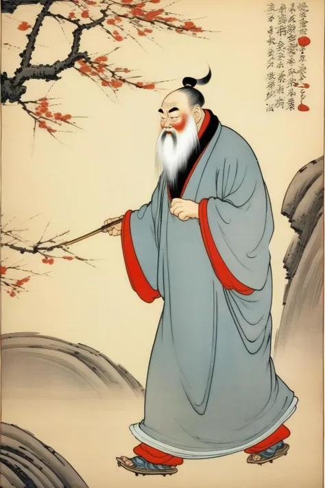 <lora:Ohara Koson Style:1>Ohara Koson Style - ohara koson style. Confucius walked with great strides. Ancient China.