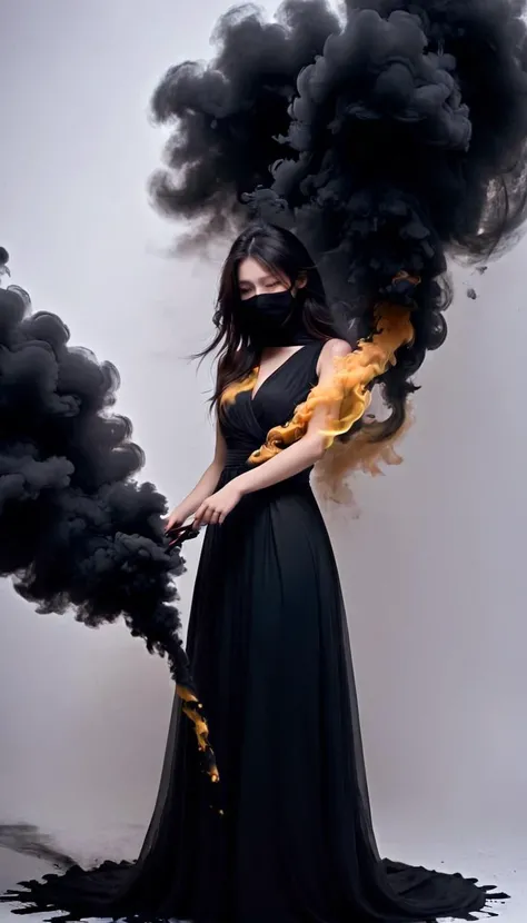 <lora:xl-shanbailing-1126darkness黿:0.9>,bailing_darkness,black smoke,a girl made of black smoke,