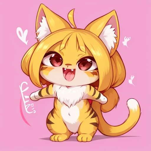 <lora:style ploxy:1> furry, cat, chibi,smile, open mouth,