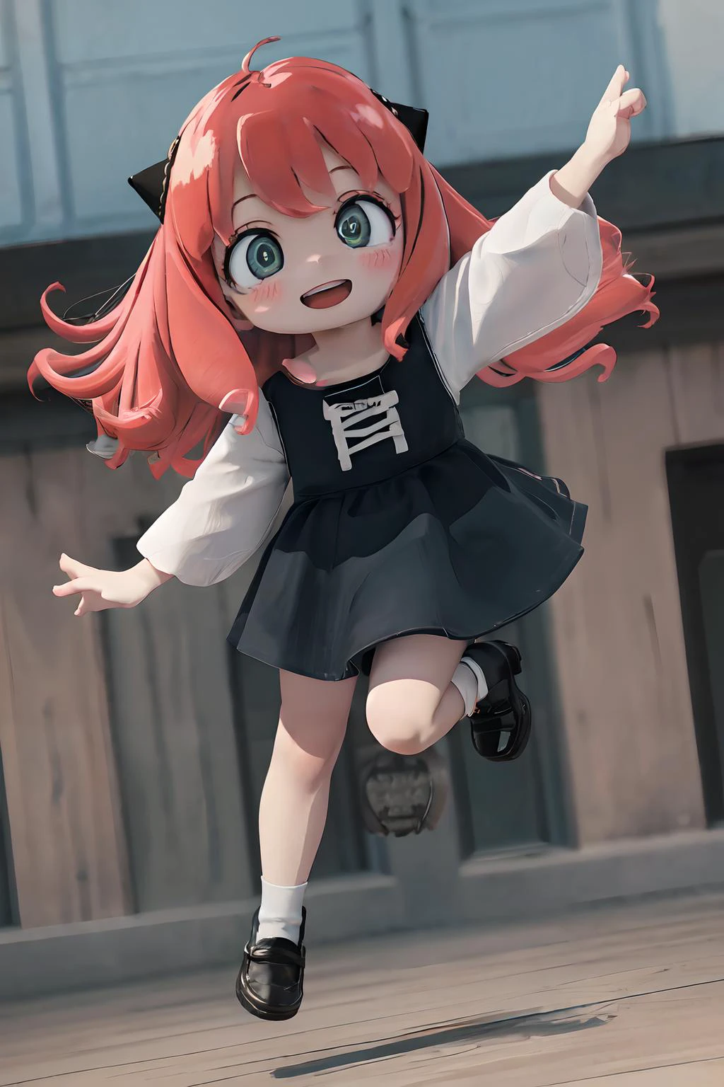 masterpiece, dynamic ungle, from below, 1girl, solo, smile, pink hair, girl, pov,<lora:aniya:1> <lora:add_detail:-0.2>, full body, open mouth, jumping, ,dancing, flying high, flying in the sky,