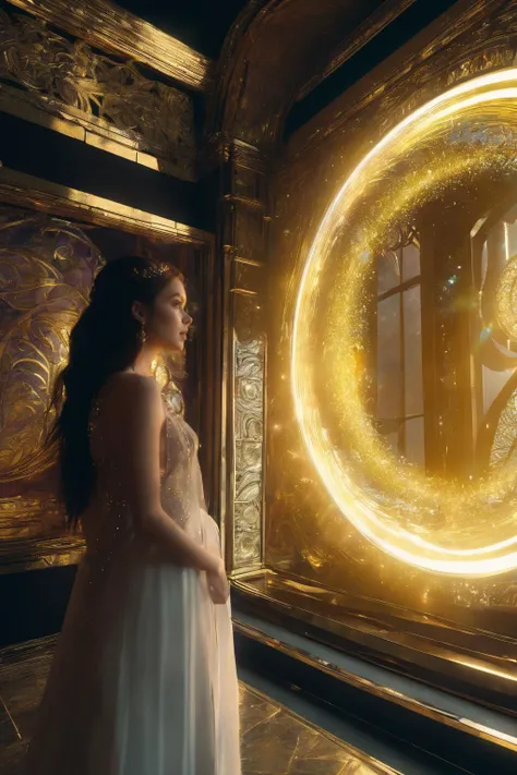 (Masterpiece:1.2), best quality, (illustration:1.2), enticing,(Masterfully crafted Glow, lens flare), (ultra-detailed), hyper details, (delicate detailed), (intricate details), (cinematic light, best quality Backlights), clear line, solo female, solo female, perfect body, (1girl), bioluminescent hair, glowing eyes, slightly close eyes, fantasy, (Dynamic:1.2), ((makeup)), high contrast, (best illumination, an extremely delicate and beautiful), ((cinematic light)), colourful, powerful, (Cinematic masterpiece), photoshoot, Fate Grand Order, mythic, splashes of colour, absolutely eye-catching, ((colourful paint splashes on background, dulux,)), ((caustic)), dynamic angle, beautiful detailed lights, (Captivating),(Intricately Detailed Cinematic Golden Colosseum:1.1), ambient occlusion, ambient light, ray-traced reflections, intricately detailed glint blade phalanx, subsurface scattering, (glint blade phalanx:1.2)