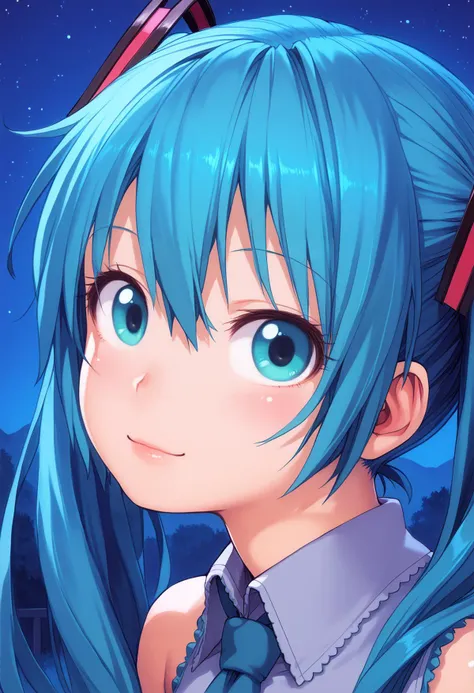 score_9, score_8_up, score_7_up, score_6_up, nox, 8um, wpt, fbg BREAK
high resolution, very high resolution, close-up, portrait, 
1girl, hatsune miku, aqua eyes, aqua hair, twintails, 
looking at viewer, closed mouth, 
outdoors, night, starry sky,