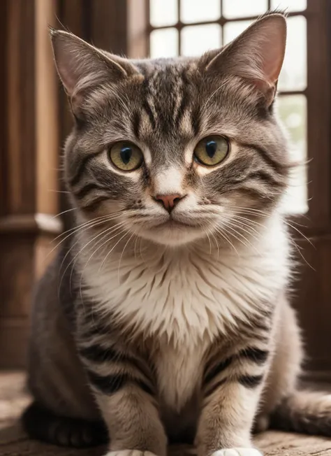 HDR, 8K resolution, intricate detail, sophisticated detail, photorealistic, closeup photo of an adorable cat, at mythril haven, mythical, ancient tales, sanctuary