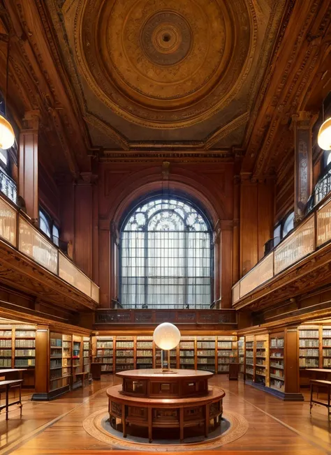 (masterpiece:1.3), (best quality:1.2), (intricate detailed:1.2), (hyperrealistic:1.2), (professional photograpy:1.1), highly detailed, absurd res, Interior contemporary architecture of sydney central library, circular shapes, 32k uhd, wood, striped, tondo, natural
