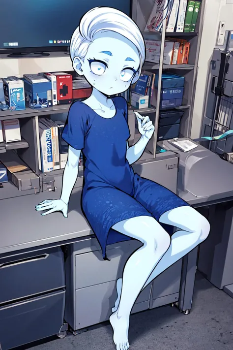 ((masterpiece)), (best quality), official art, extremely detailed CG, unity 8k wallpaper, ultra detailed, highly detailed, Phantasma_Ghoul_School, solo, blue dress, sitting, spread legs, flexible, pale blue skin, barefoot, expressionless,
<lora:Phantasma_Ghoul_School:0.8>