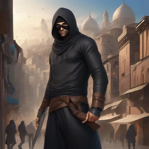 Male thief <lora:3d_v0.0.2:1>, city, detailed background, masterpiece, best quality, high quality, absurdres