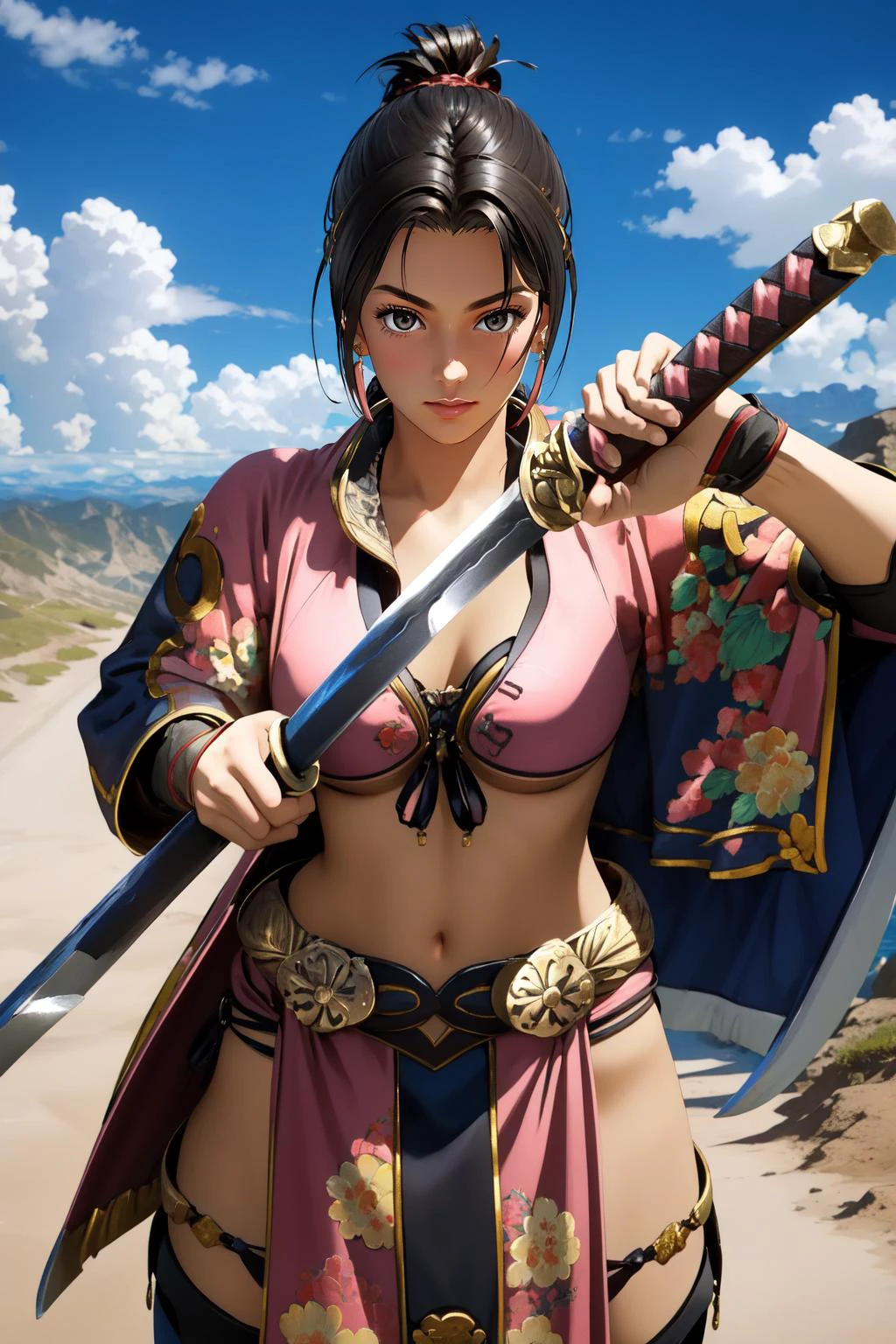 (masterpiece, best quality), intricate details,
1girl, <lora:ChihiroUnsheathingAKatanaMeme:0.8> IncrsUnsheathingAKatanaMeme, sheath, holding spear, glaive, <lora:SeongMina-10:0.8> SeongMina