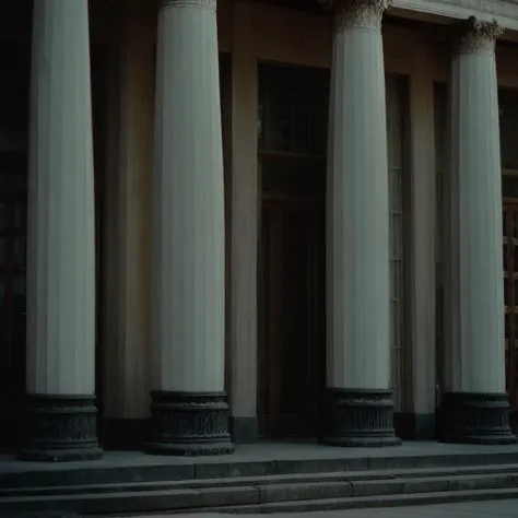 cinematic film still of <lora:Ron Fricke style:1>
a building with columns and a clock on the front,outdoors,no humans,window,building,scenery,door,architecture,east asian architecture,pillar , realistic, realism, movie still, film grain, kodak film, film contrast, film color, cinematography, documentary, photography, 70 mm film, 65 mm film, Todd-AO, Todd-AO 35, 8K resolution, Ron Fricke film director style, Ron Fricke film directing style, Ron Fricke style, shallow depth of field, vignette, highly detailed, high budget, bokeh, cinemascope, moody, epic, gorgeous, film grain, grainy