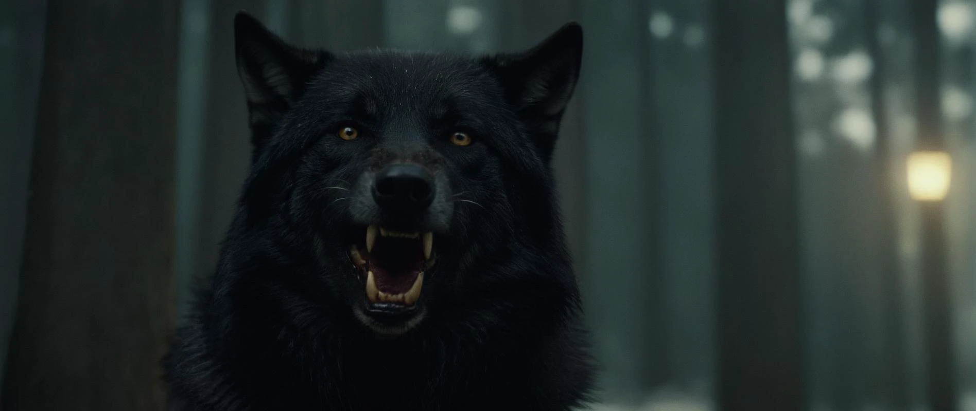 cinematic film still of <lora:Film Grain style:0.6> Film Grain style
<lora:Kodak Motion Picture Film Style v4:0.2>
<lora:Chiaroscuro Lighting Style:0.6> Chiaroscuro Lighting Style
<lora:Ron Fricke style:0.3>
<lora:Werewolf style:0.4>
a black wolf with a big smile on his face staring at camera Werewolf Style, shallow depth of field, vignette, highly detailed, high budget, bokeh, cinemascope, moody, epic, gorgeous, film grain, grainy