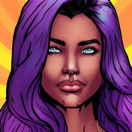 dskyart1, woman with rainbow hair, comic book cover, looking at the camera, incredibly detailed beauty, animated, comic book, dskyart1