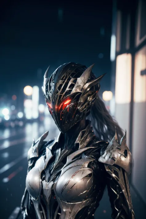 1 japanese girl, WARFRAME, intricate pattern, heavy metal, energy lines, faceless, glowing eyes, long silver hair, wind blown hair, elegant, intense, blood red and black uniform, solo, modern, city, streets, dark clouds, thunderstorm, heavy rain,
dramatic lighting,
(masterpiece:1.2), best quality, high resolution, beautiful detailed, extremely detailed, perfect lighting,
<lora:warframe_v1-000012:0.7>