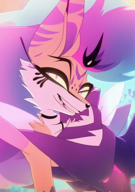 <lora:queenbee>,queenbee,solo,furry character,furry art,detailed fur,detailed eyes,girl,female,fox,femenine body,sexy,profesional photo,cinematic lighting,looking at viewer,sexy view,four arms,smiling,portrait photo,city in background,