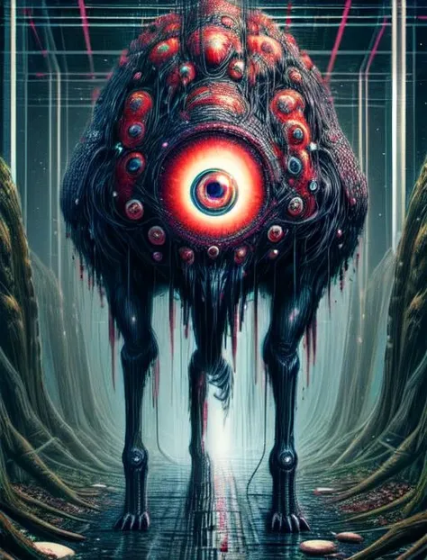 best quality, masterpiece, highres, detailed, digital artwork, <lora:Detail - add_detail:0.2>, AbstractMonster, glitch body, extra eyes, monster, horror \(theme\), <lora:Creature - AbstractMonster:0.9>, no human, cosmic