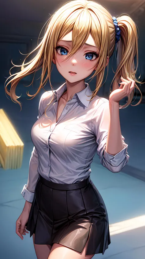 high resolution、high quality、A man with a whip hits a beautiful woman's breasts、A beautiful woman gets her breasts whipped violently by a man、Big Boobs、Bobcut、Very embarrassed、indoor、Sweat flying、Black and white maid outfit、Thighs、skirt、Painful and crying、Big nipples、Big bouncy boobs、blush、Straight Hair