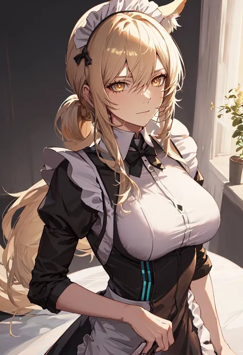 best quality, masterpiece, highres, solo, (nearl_arknights:1.10), (maid:1.40), (long maid dress:1.15), 27 <lora:nearl_arknights:0.80>