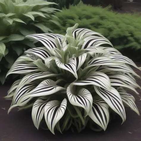 Sprawling Zebra Print Clumping Elliptical plant,      Bulbous root