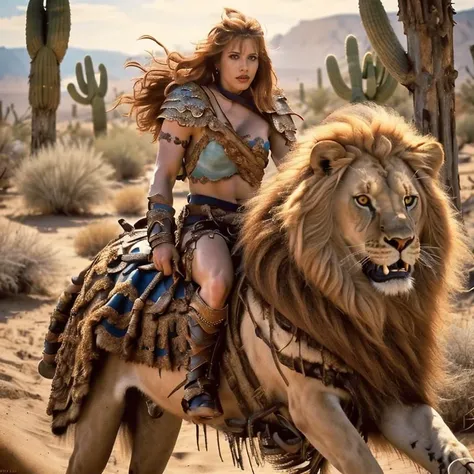 Photo of TWbabeXL01, NSFW, professional photograph of Cleopatra by Yoji Shinkawa and Amy Judd and edward weston, Cleopatra is riding on a big male lion, bold lines, hyper detailed, dramatic lighting, (intricate details, masterpiece, best quality:1.4), small breasts, brown palette, <lora:TWbabe9:0.4>