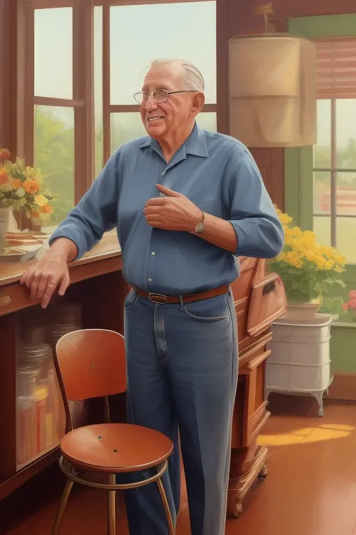 <lora:AdAmericana:1>, Ad Americana Style, painting of vintage father enjoying himself