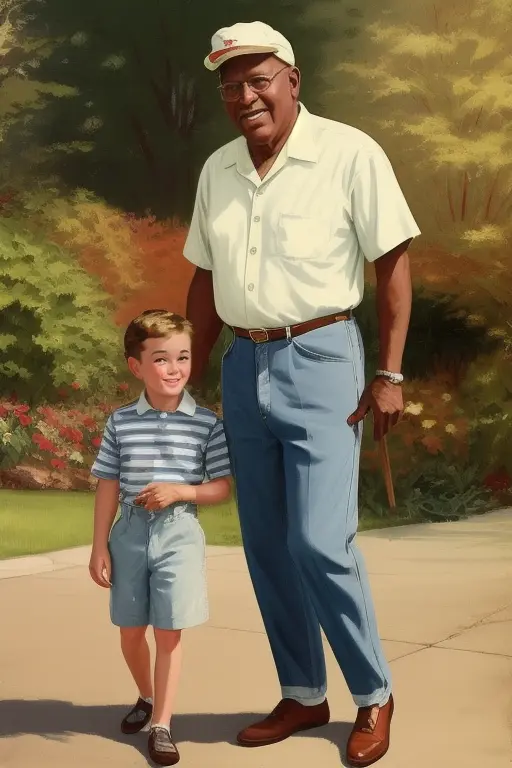 <lora:AdAmericana:1>, Ad Americana Style, painting of vintage father enjoying himself